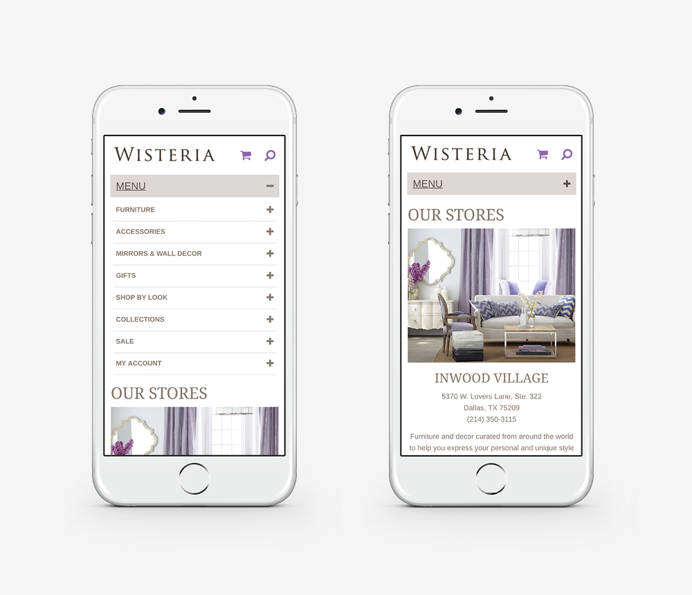 Wisteria Home Furnishings & Decor, Web Design, Jessica Oviedo